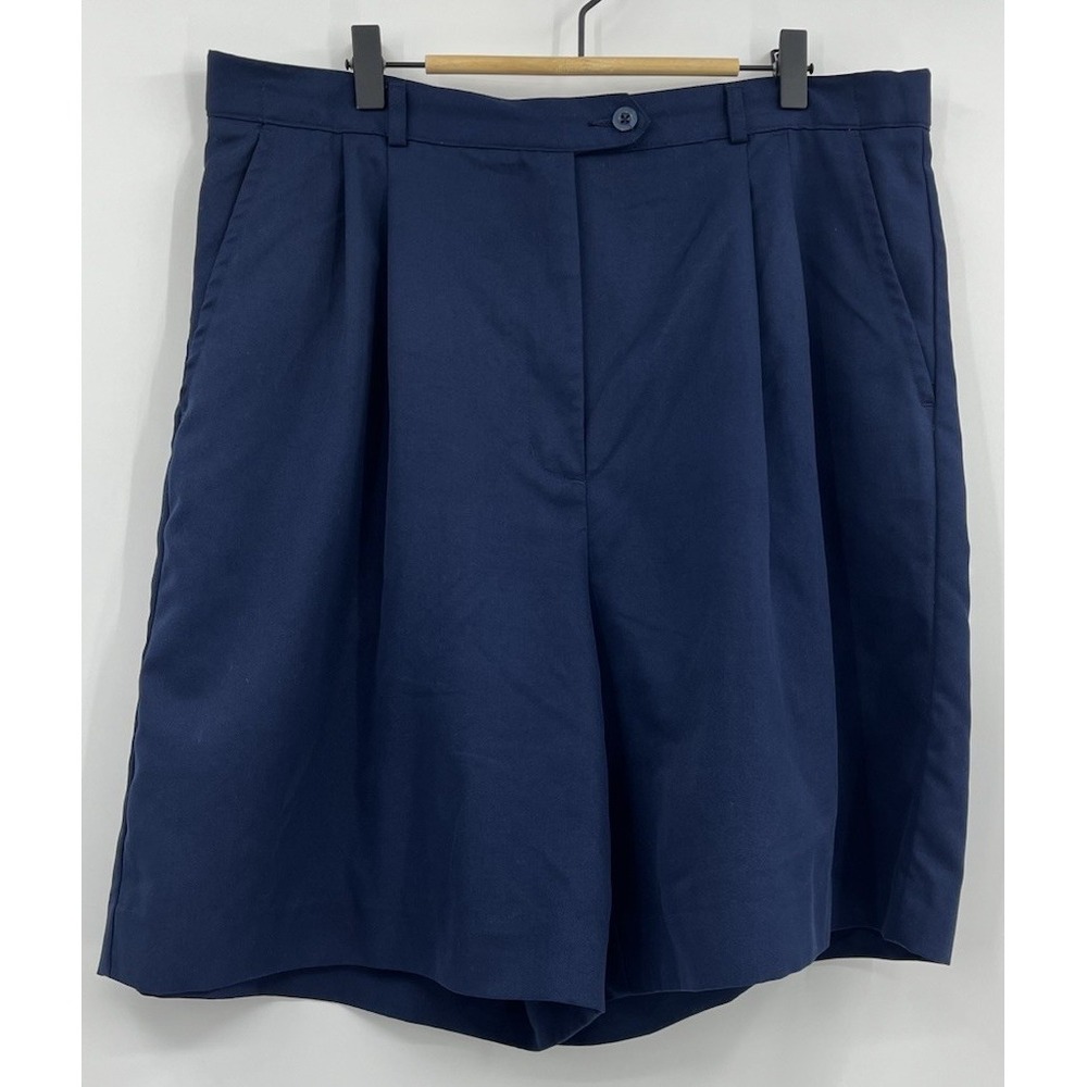 Vintage Eddie Bauer Golf Shorts Size 18 Pleated High Rise Navy Blue‎